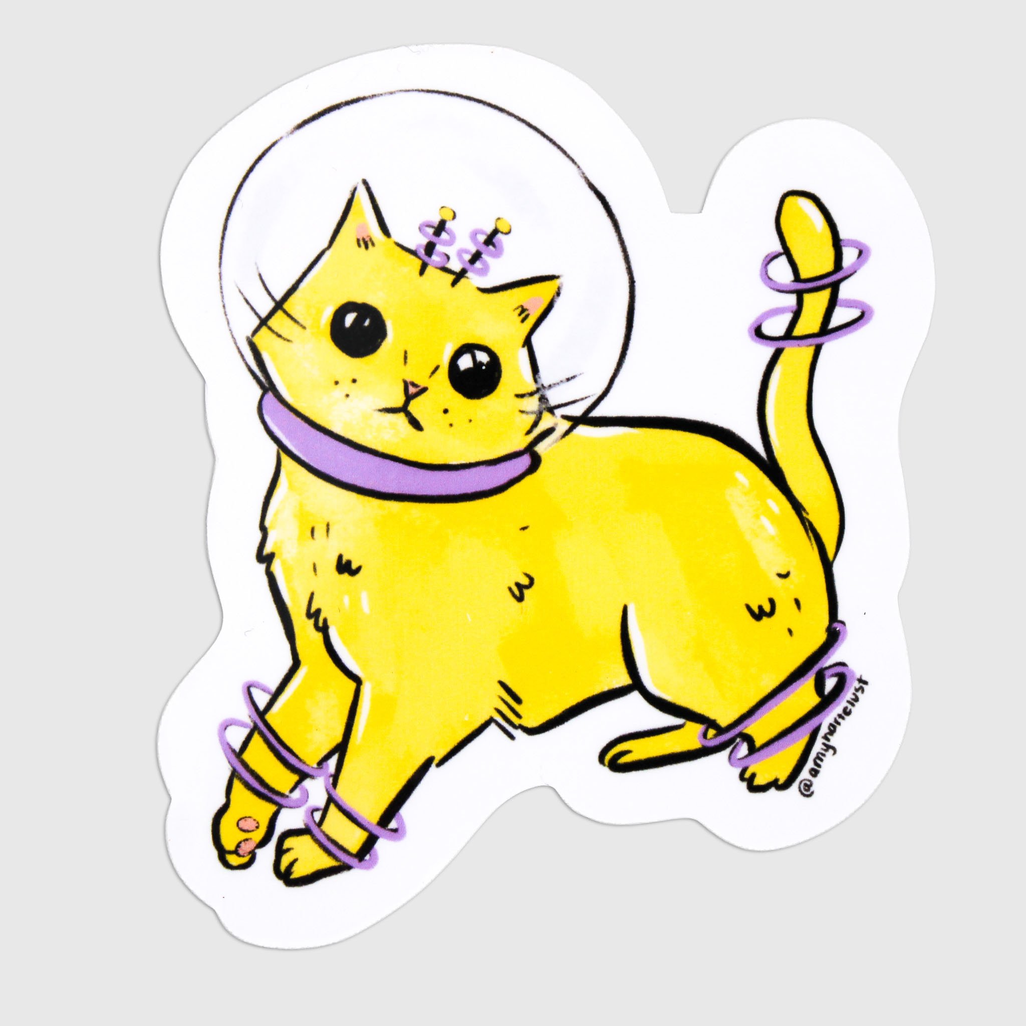 Yellow Space Kitty Vinyl Sticker