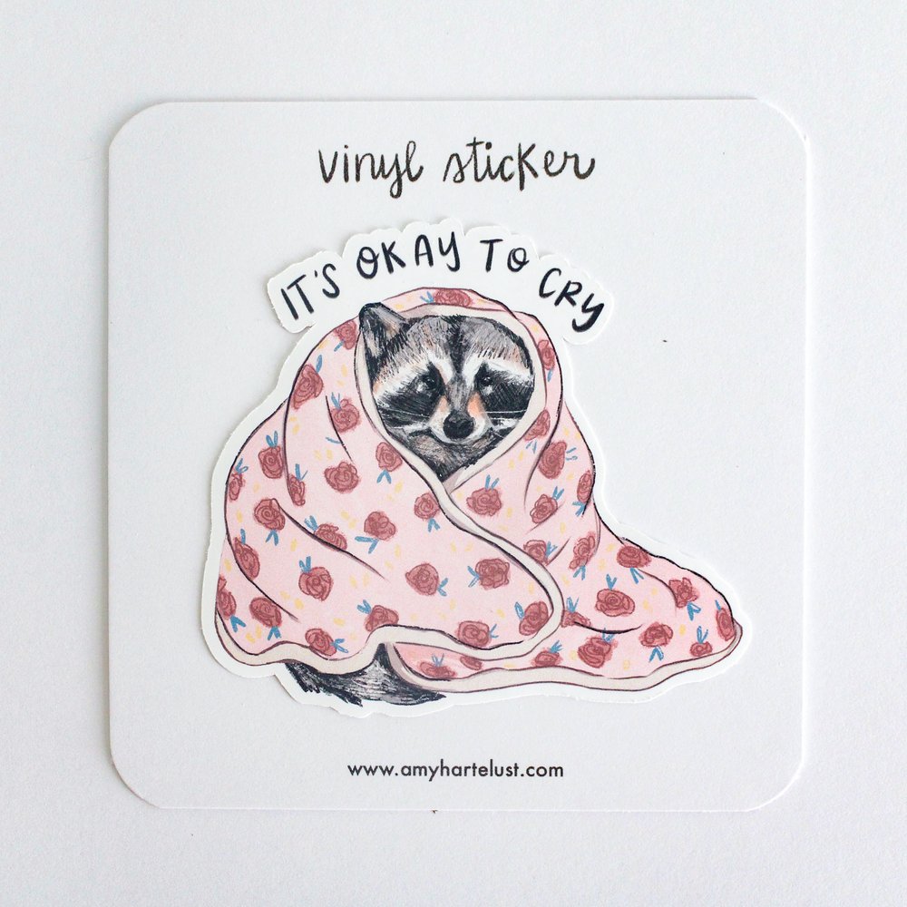 Raccoon Vinyl Waterproof Die Cut Sticker- 2.75 x 3.125 inch – Kristy  Guenther Art