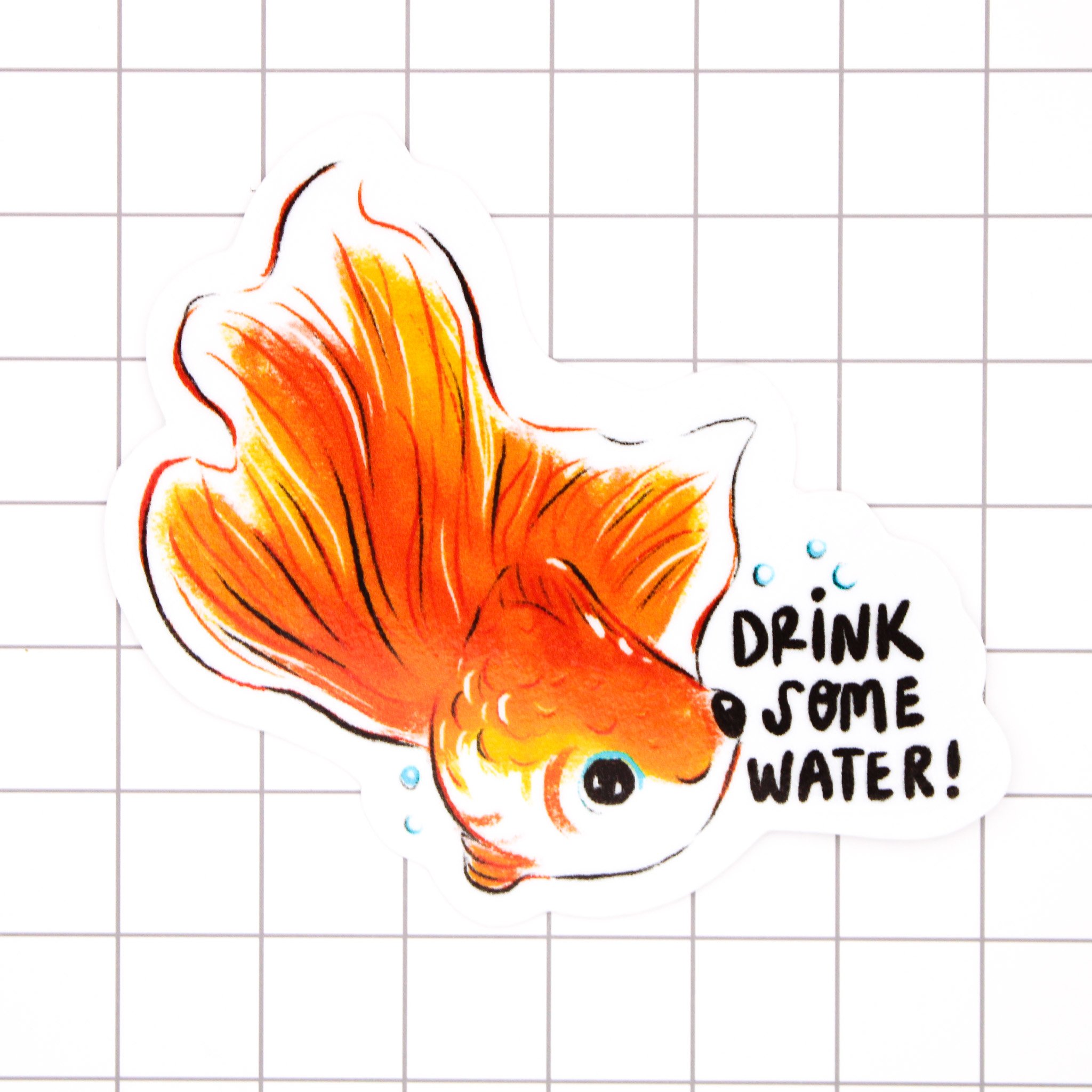 Drink Some Water Goldfish Vinyl Sticker