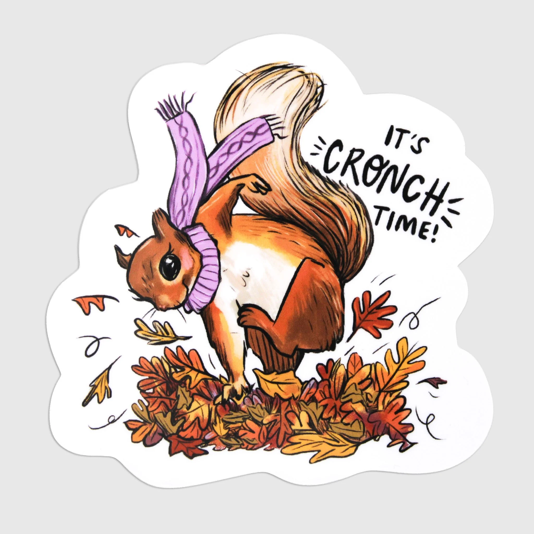 Leaf Crunch Fall Squirrel Vinyl Sticker