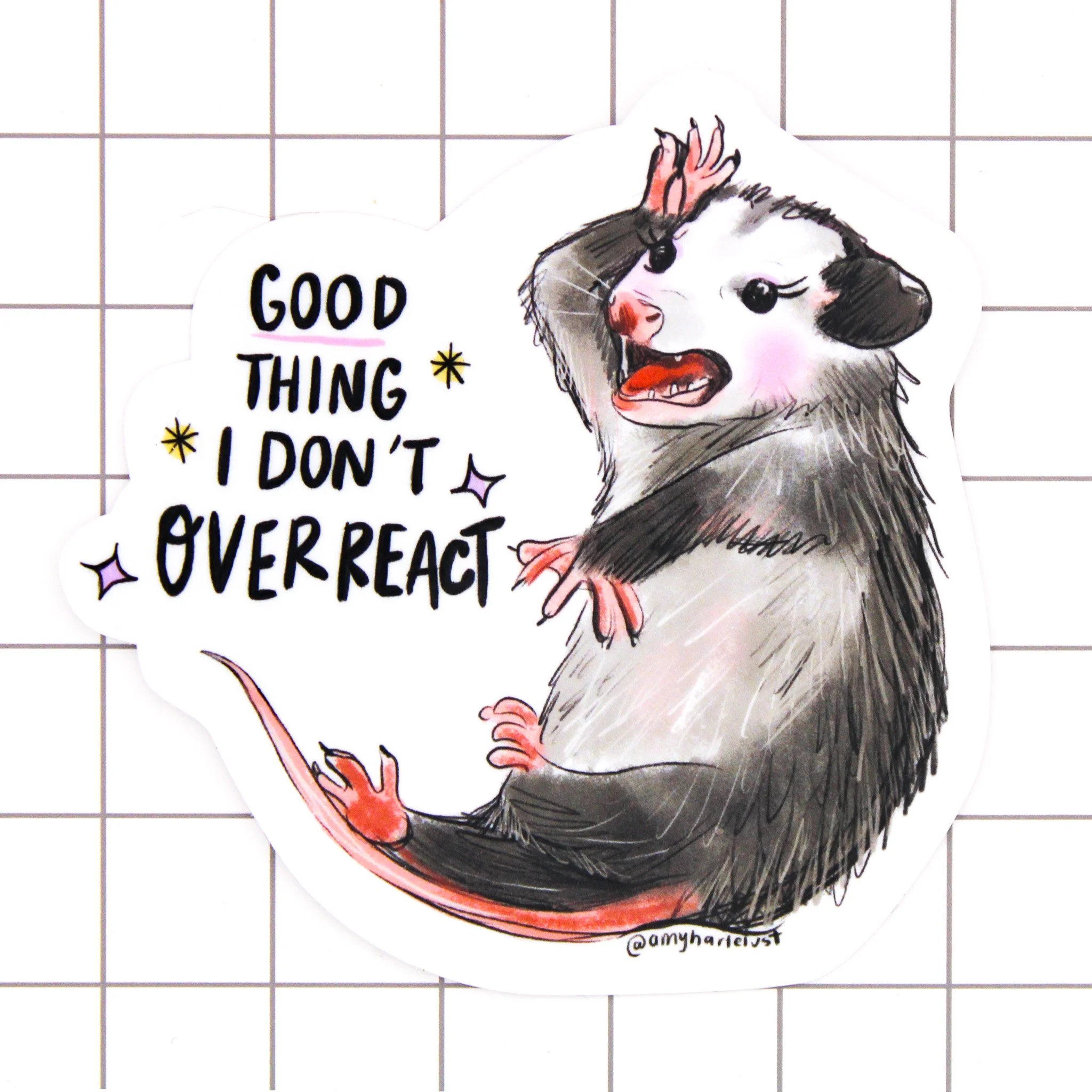 Overreaction Possum Vinyl Sticker