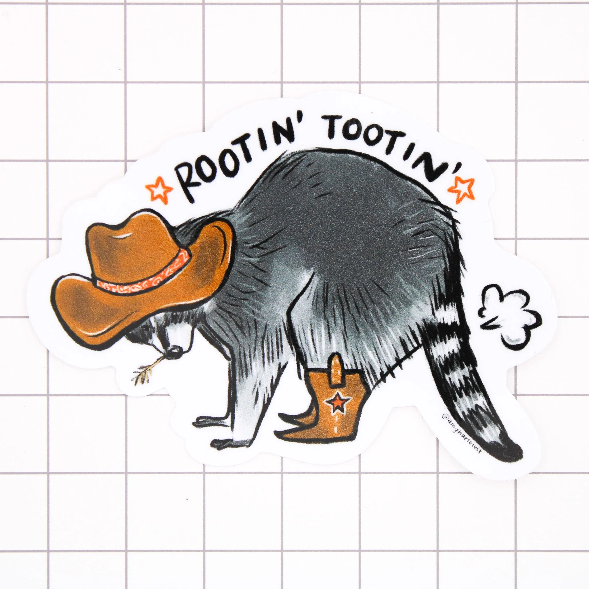 Rootin Tootin Cowboy Raccoon Vinyl Sticker