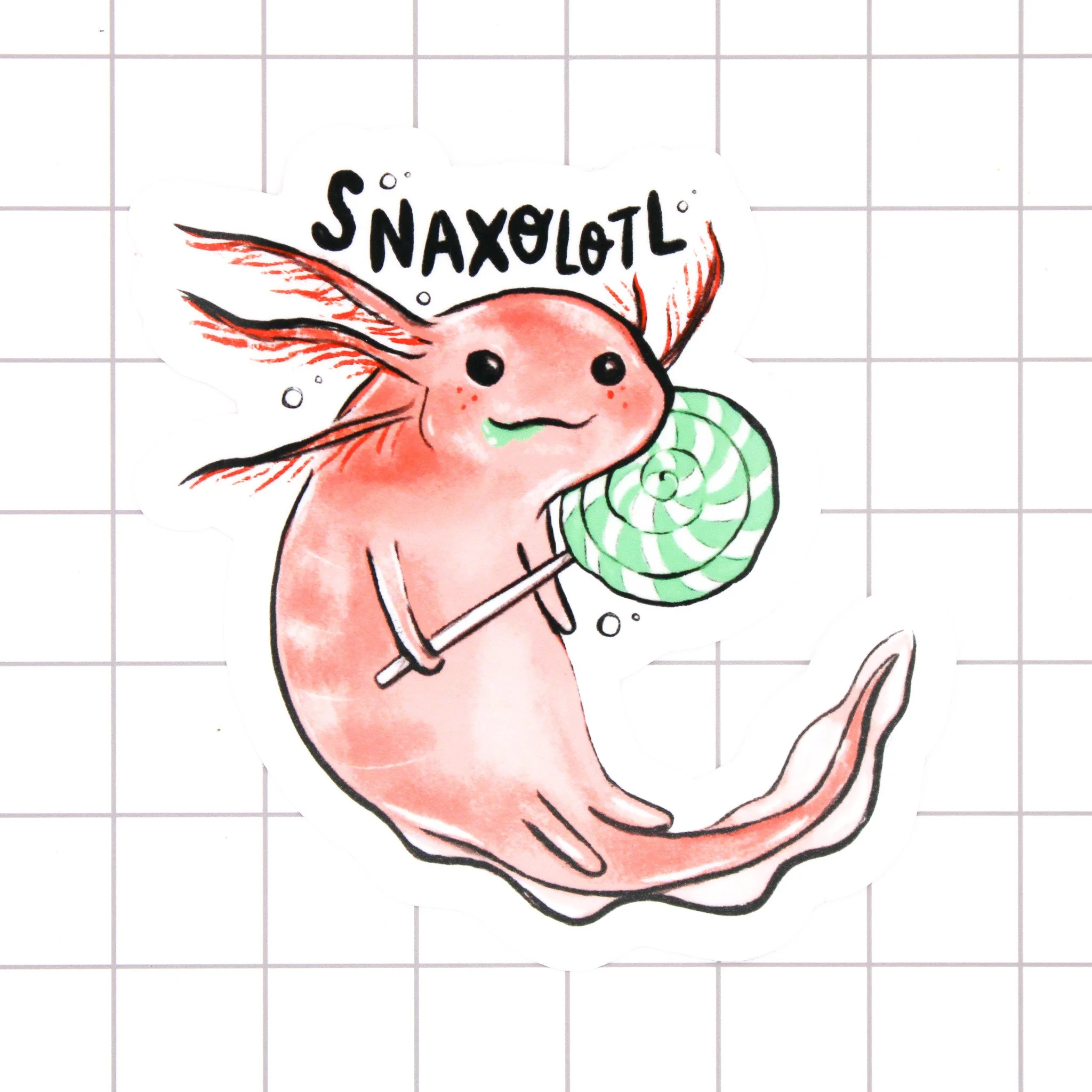 Axolotl Snacks Vinyl Sticker