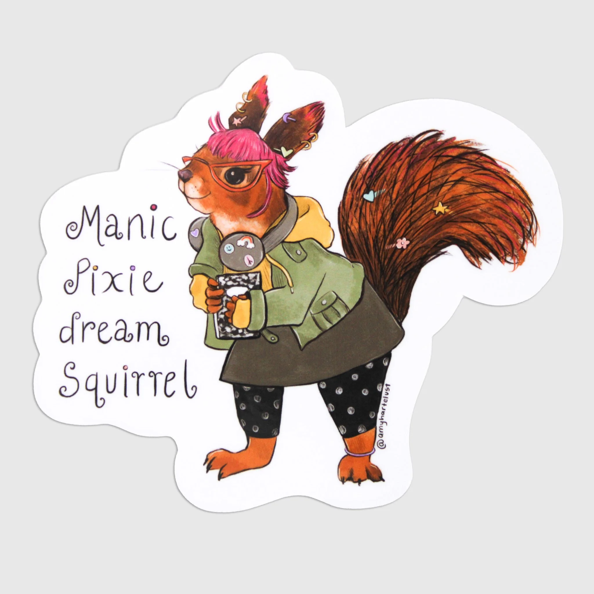 Manic Pixie Dream Squirrel Vinyl Sticker