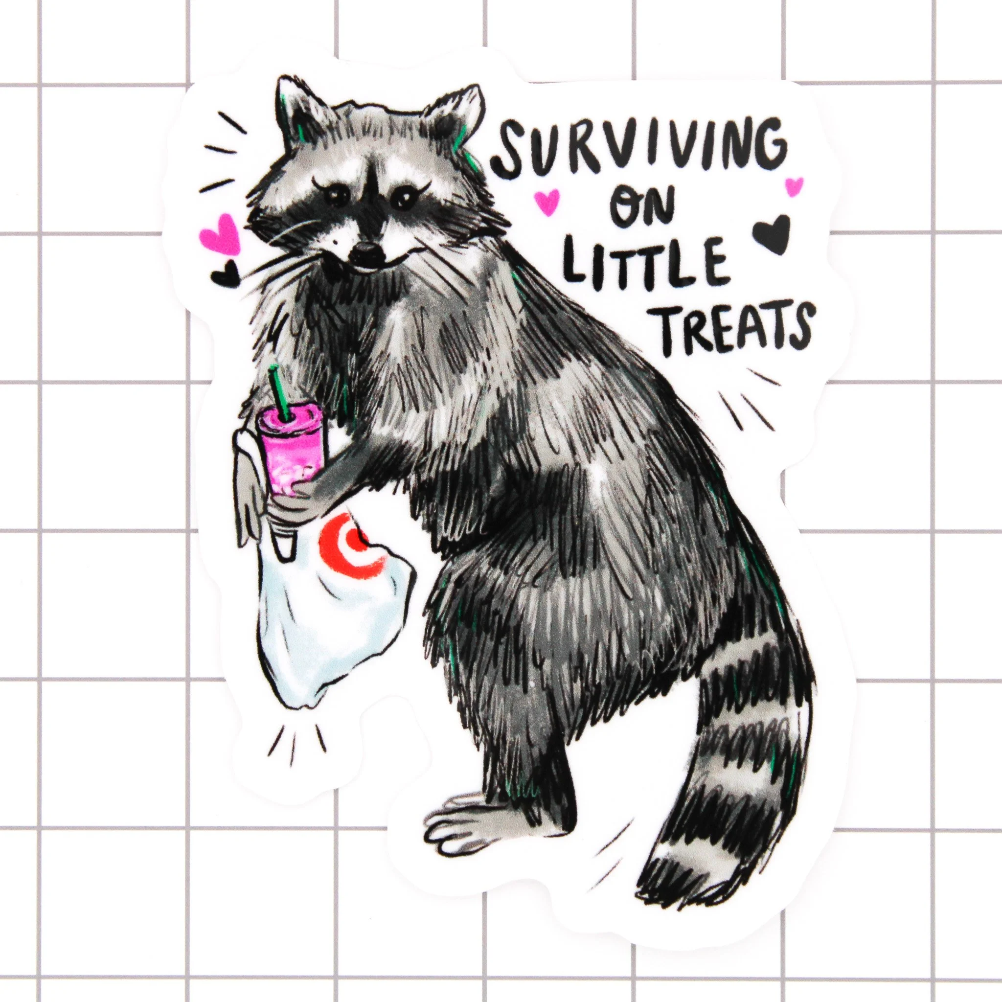 Little Treats Raccoon Vinyl Sticker