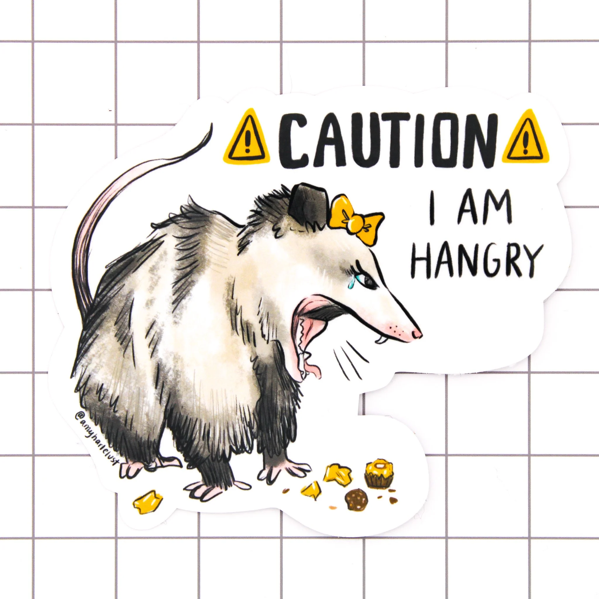 Hangry Possum Vinyl Sticker