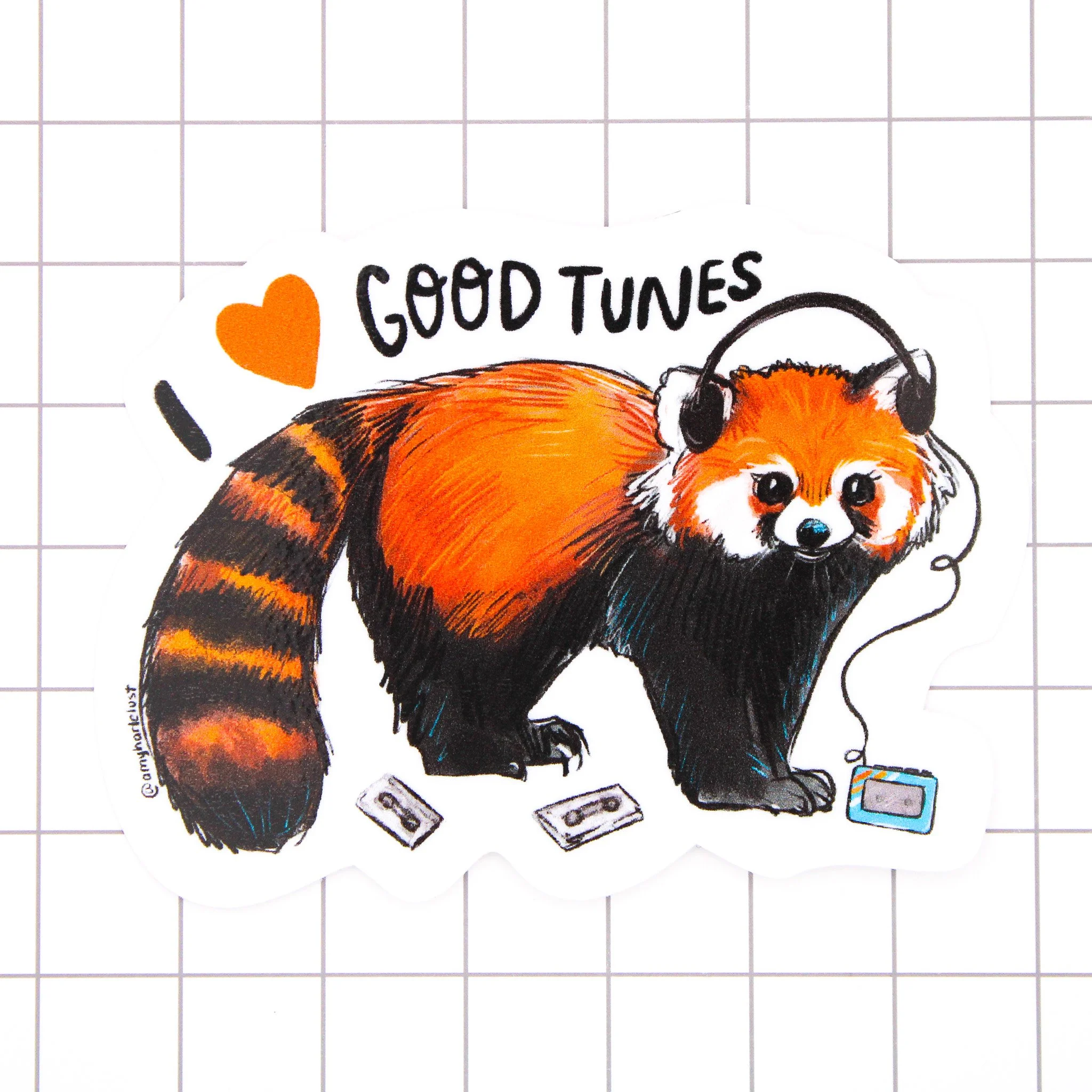Good Tunes Red Panda Vinyl Sticker