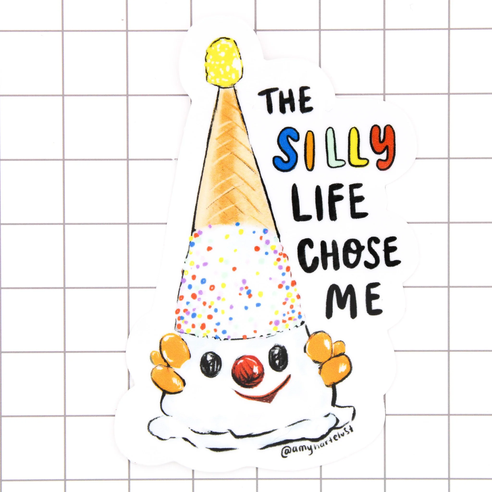 Silly Clown Cone Vinyl Sticker