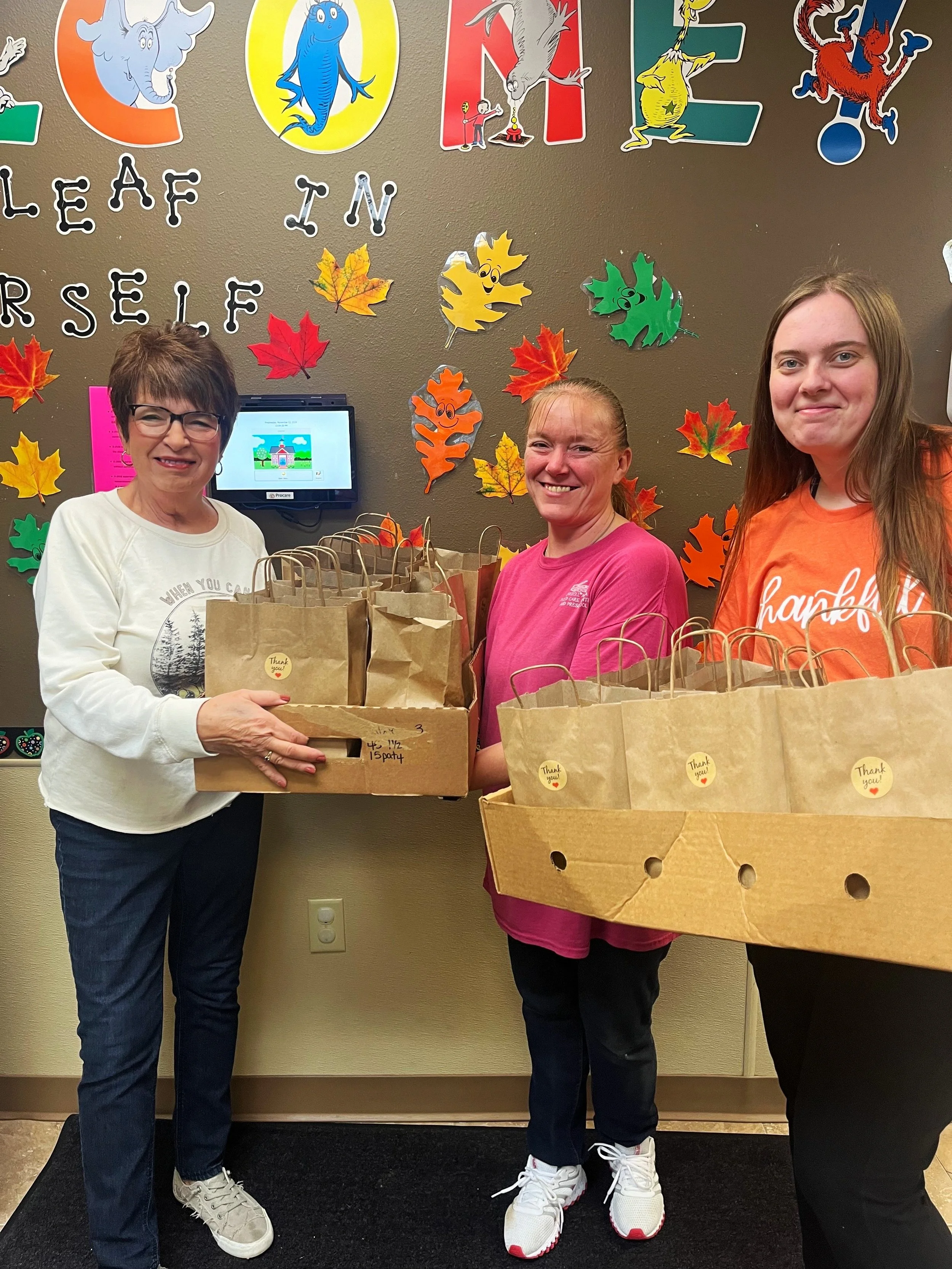 Delivering snack bags for teachers 