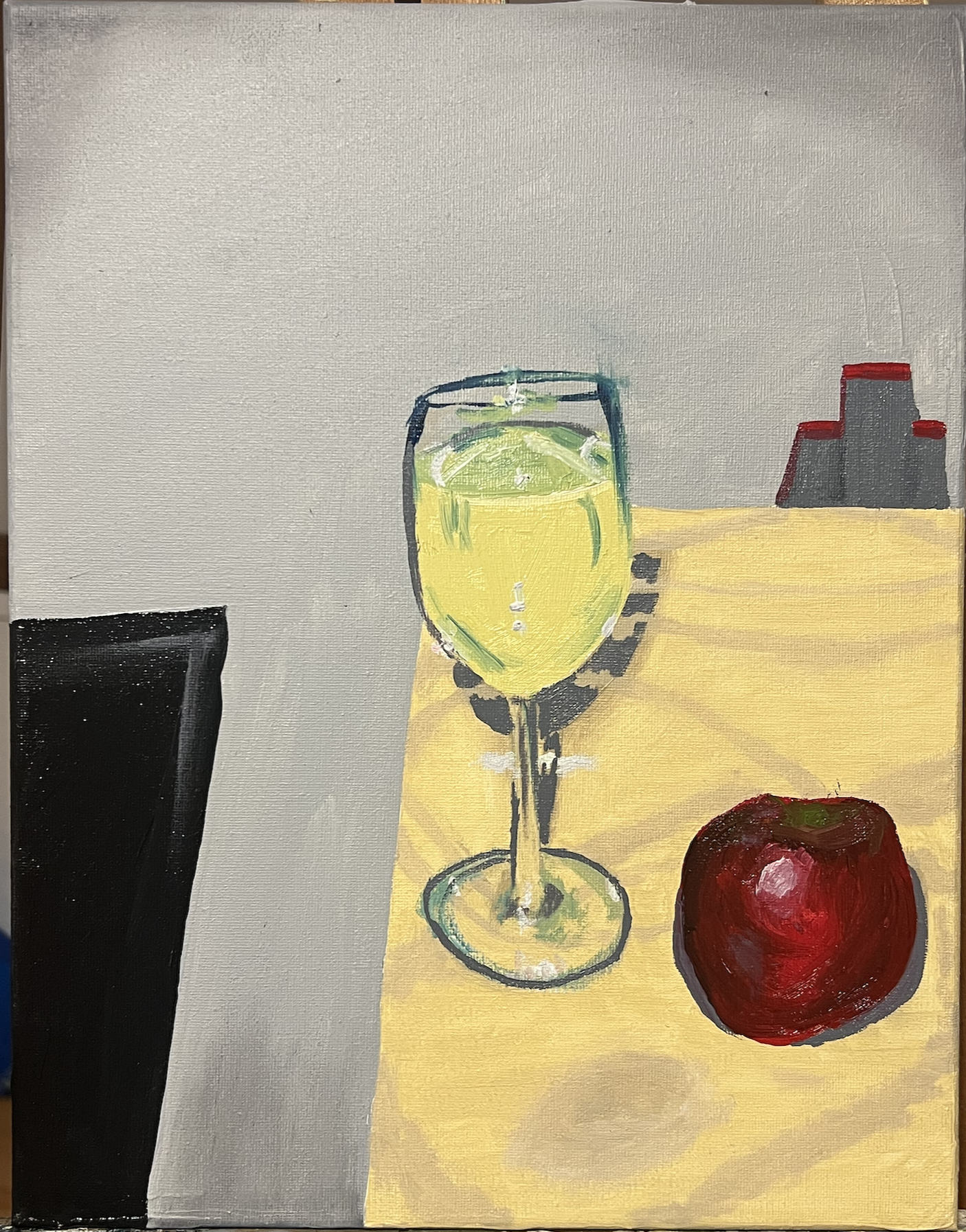 Wine and apple, 2026, 11" x 14"
