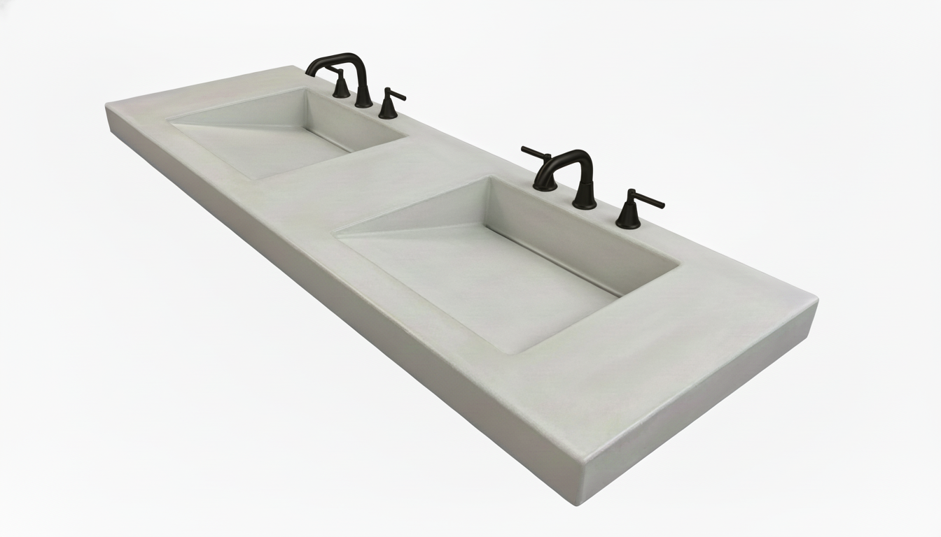 Double Integrated Concrete Ramp Sink – Architectural Bathroom Basins