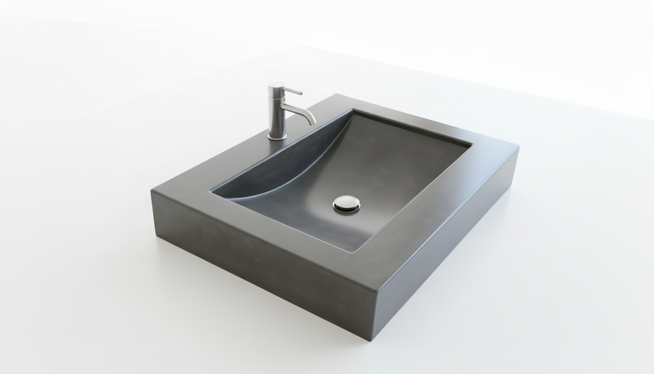 Rectangular Integral Concrete Sink – Integral Basin with Curved Interior - Wave Basin