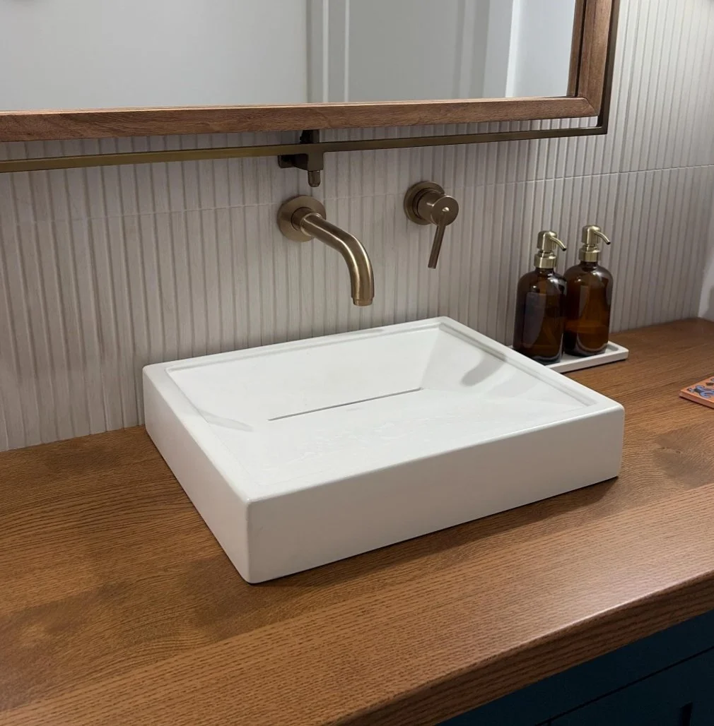 Concrete Vessel Sink – Handmade Bathroom Basin – 17.5” Modern Ramp