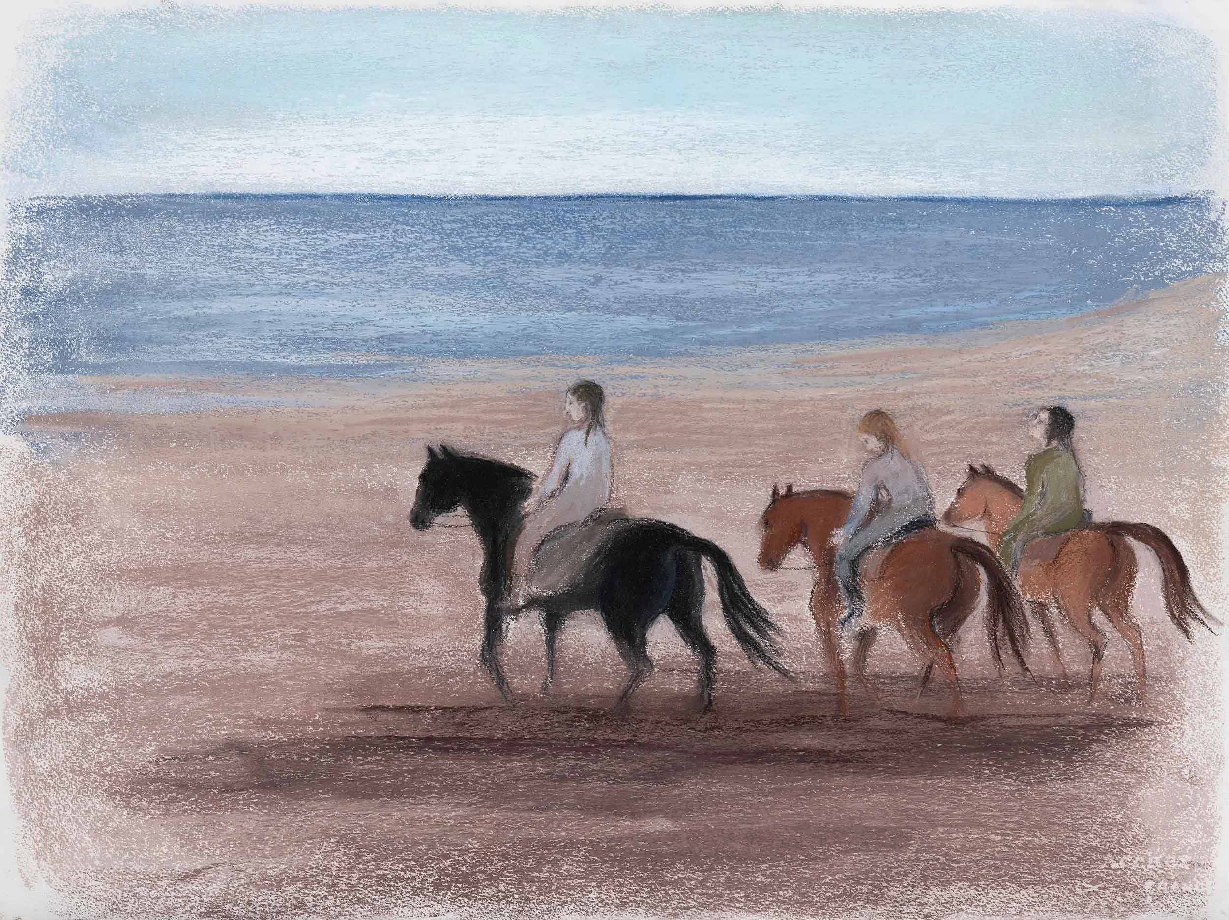 Ryttere på en strand