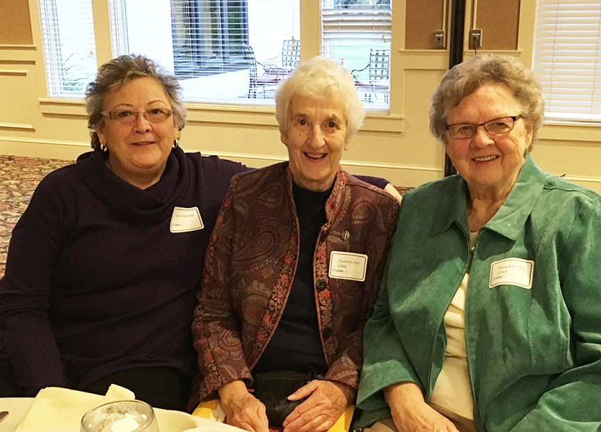 Diane Melcher, Board member Sister Paulette Pass, and one of our founders, Sister Mary Gen Olin.