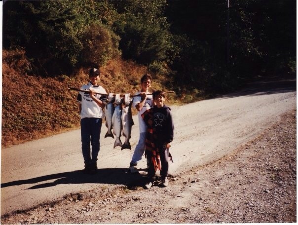     
 
      Left to right:&nbsp; Jonathan, Joe, and Jake Palma after successful day fishing on the mouth of the Klamath River in northern California. 