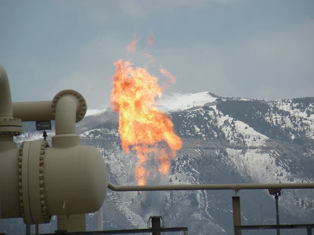 Flaring occurs when natural gas is burned directly into the air.Piceance basin, CO. Photo: Tim Hurst CC by-SA 2.0