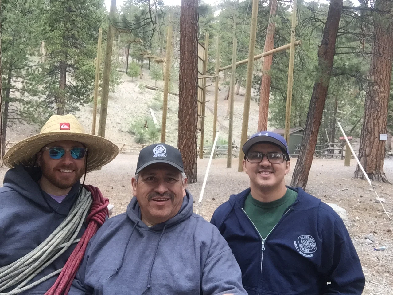 Al Martinez (center) after an outing to the ropes course