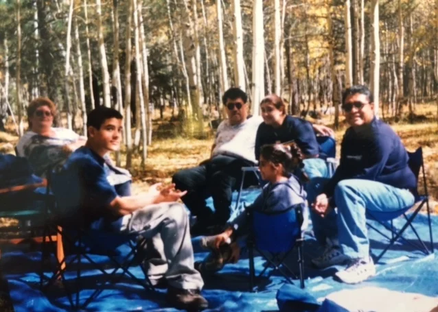 steve and friends enjoying the day outdoors in the aspen trees on the san francisco peaks in flagstaff, arizona.