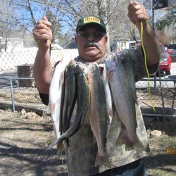 Lupe with the day's catch at navajo pond