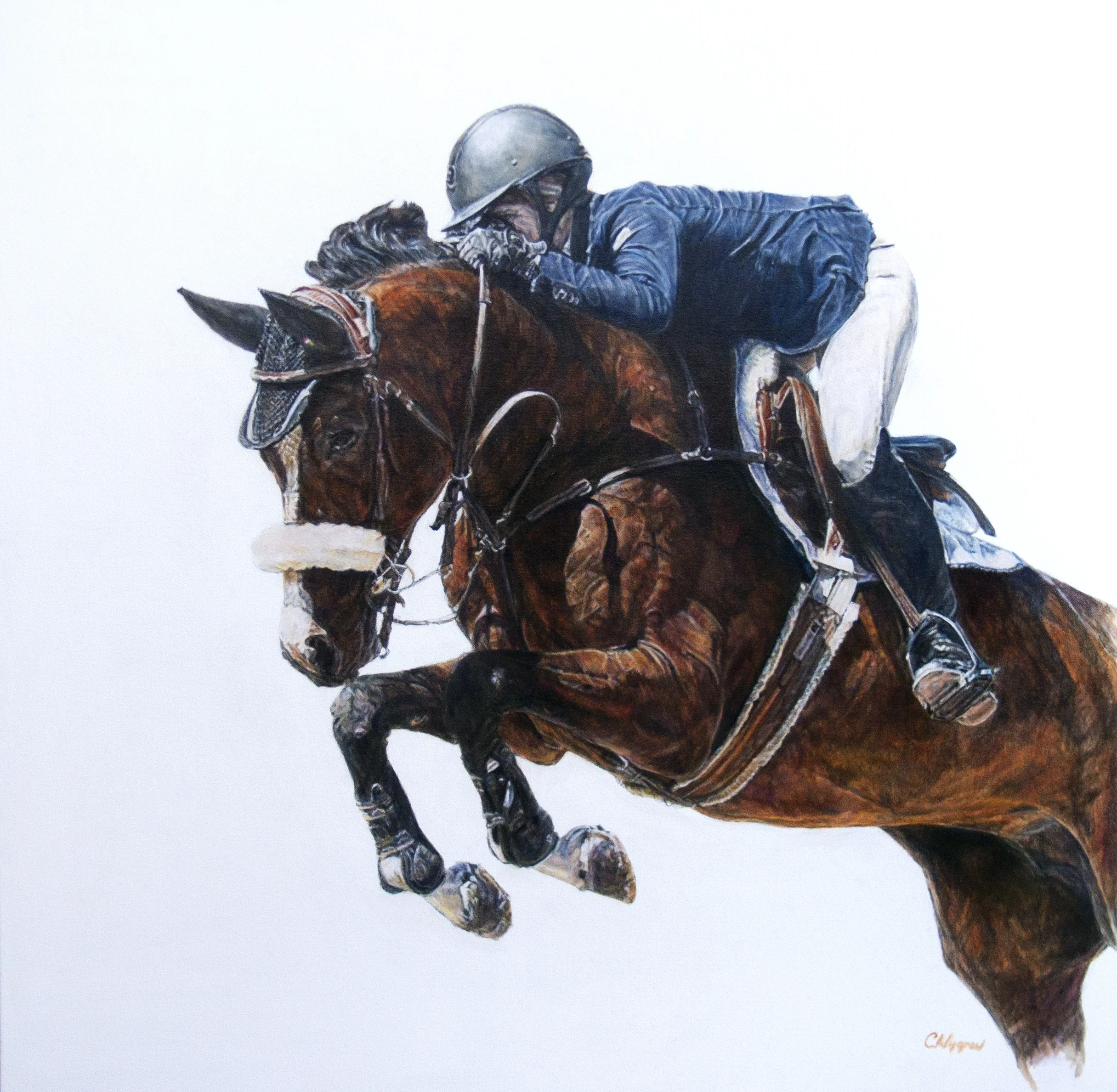 "Chelsea on Layla" Oil 30 x 30 Private Collection