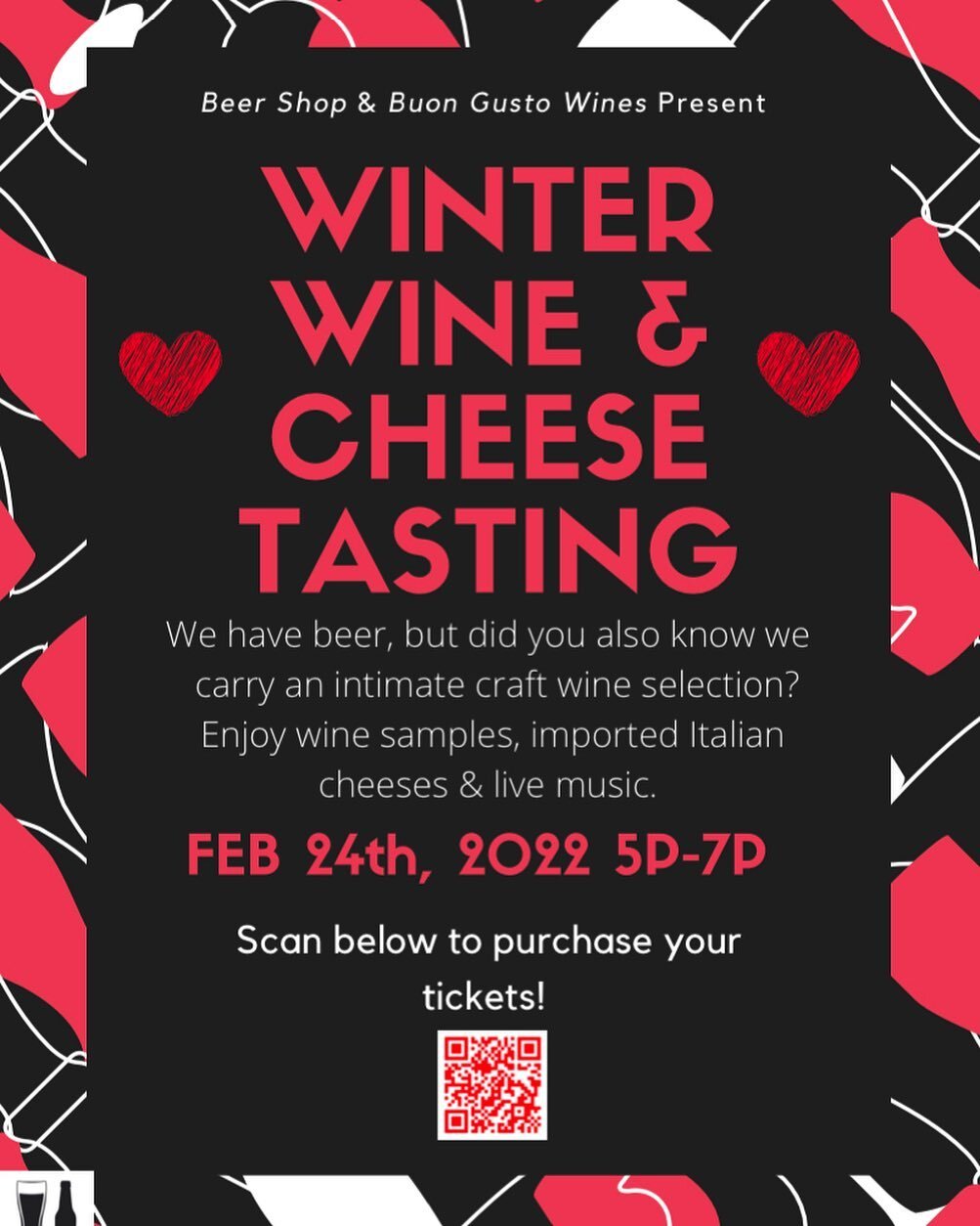 🥂Tickets on sale now!🥂 Visit the link in our bio or scan the QR code to purchase your experience. 

#beershophq
#oakparkillinois 
#downtownoakpark
#wineshop 
#beerandwine 
#winestagram 
#valentinesday 
#chicagoevents 
#letsdrinkwine 
#wineandcheese