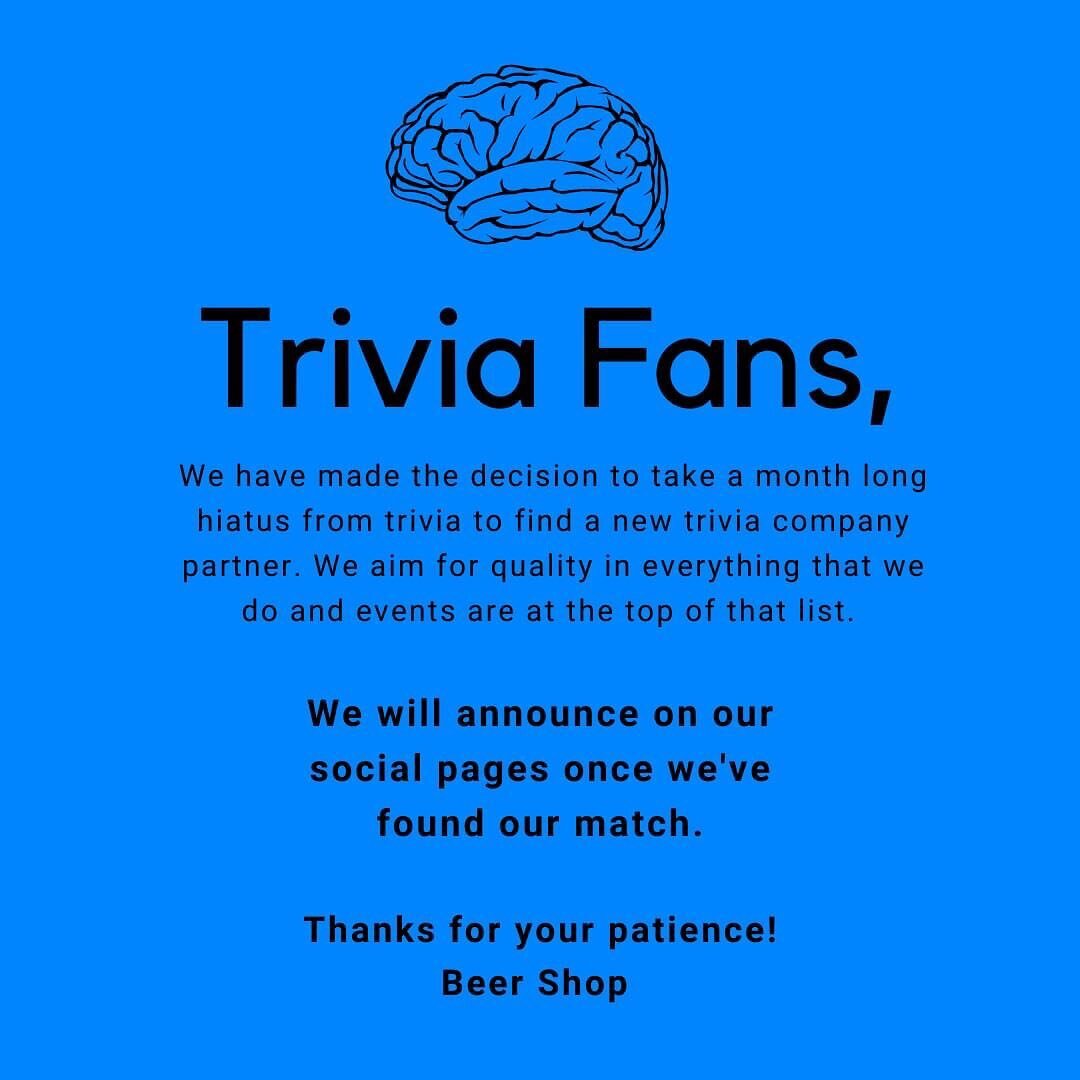 We love bringing trivia to you all, but we also want it to be the highest quality game we can find. Right now, we don&rsquo;t feel that&rsquo;s what&rsquo;s being delivered. Stay tuned for updates!🤓