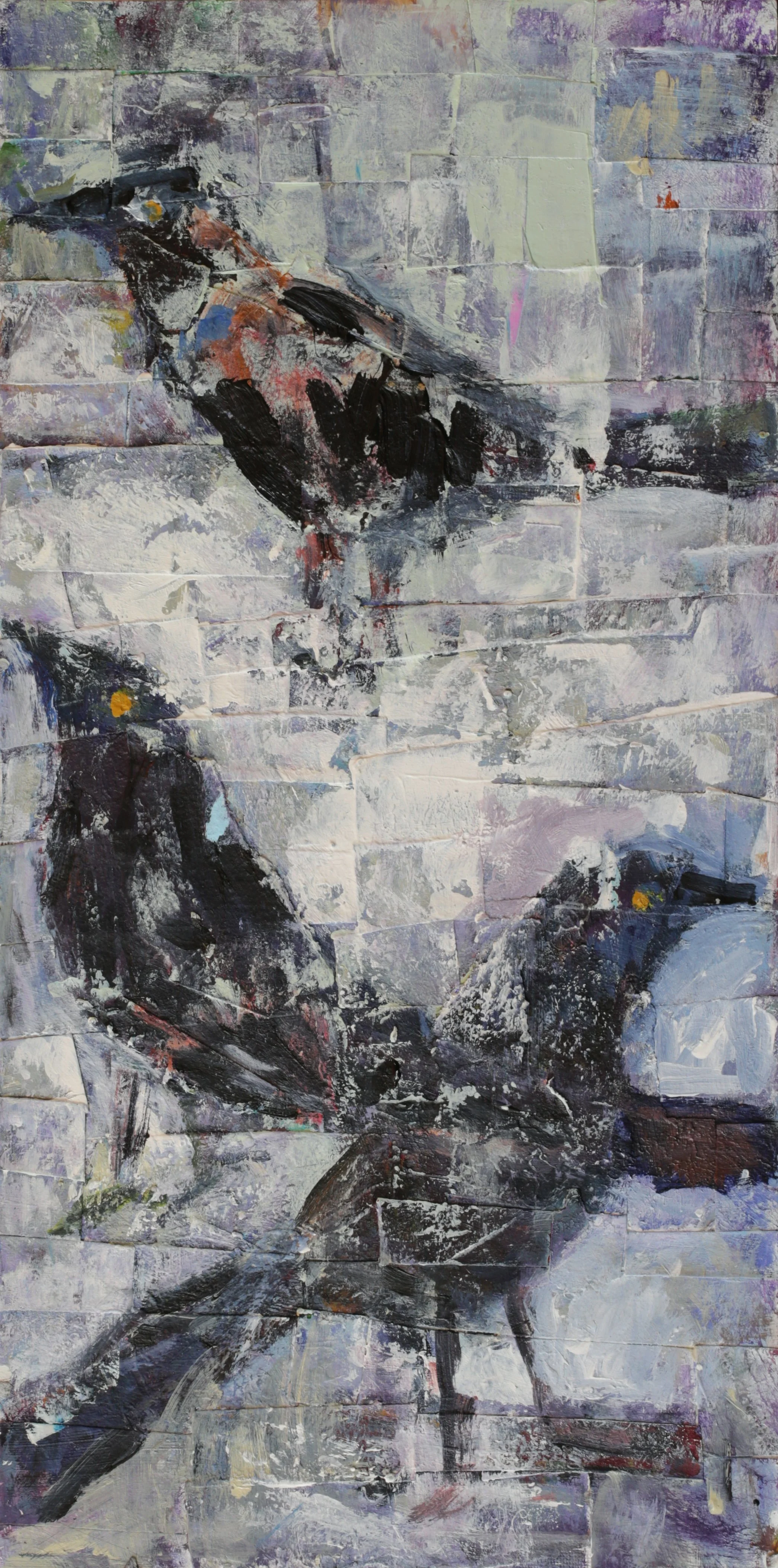 24-061, 2024, Collage Acrylic on panel, 8" x 16"