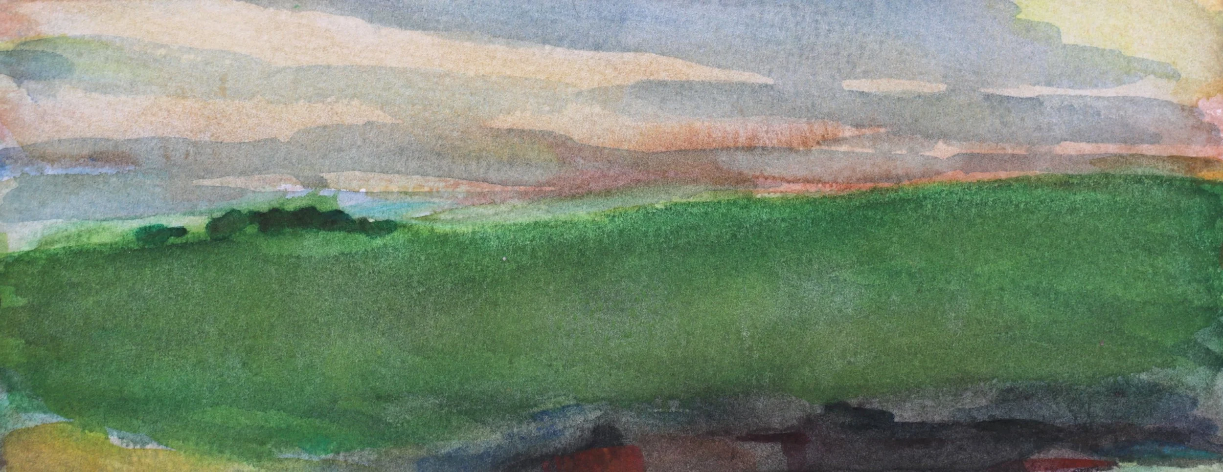 25-0375, 2024, Watercolor on paper, 4" X 10"