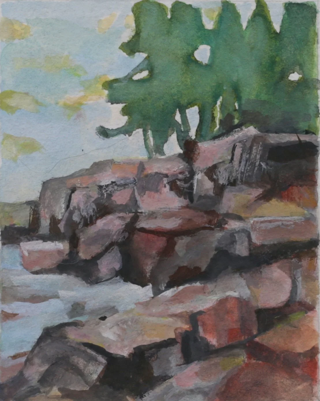 25-0357, 2024, Watercolor on paper, 3 3/4" X 2 7/8"