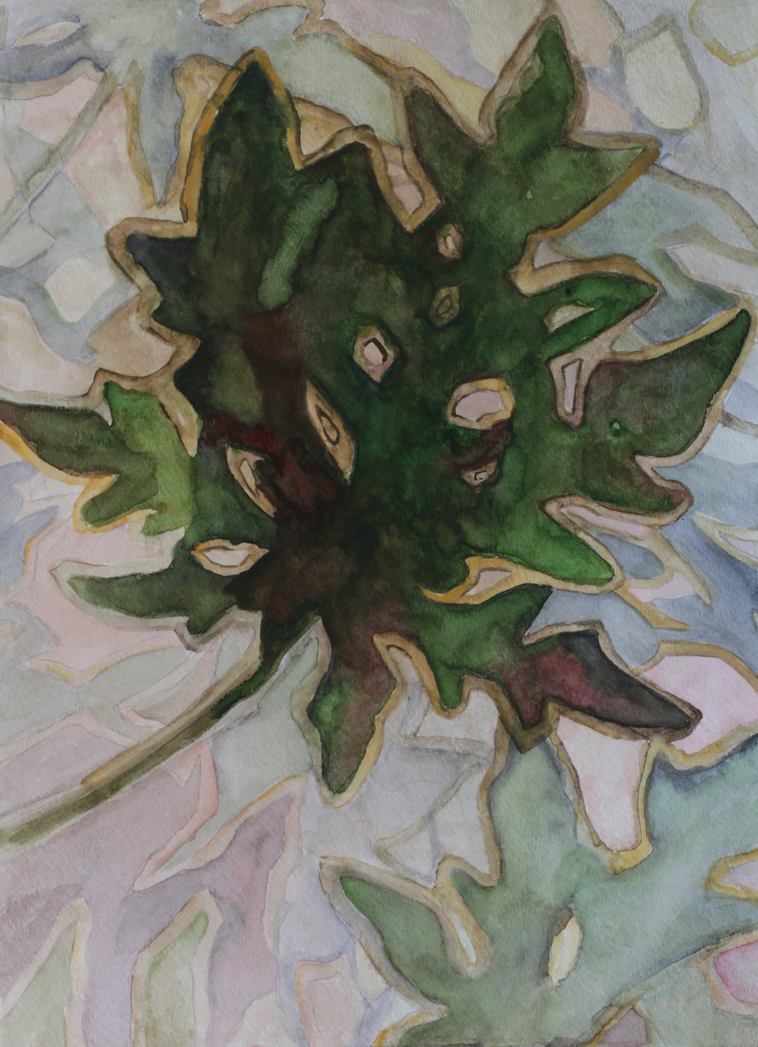 24-0398, 2018, Watercolor on paper, 15" X 11"