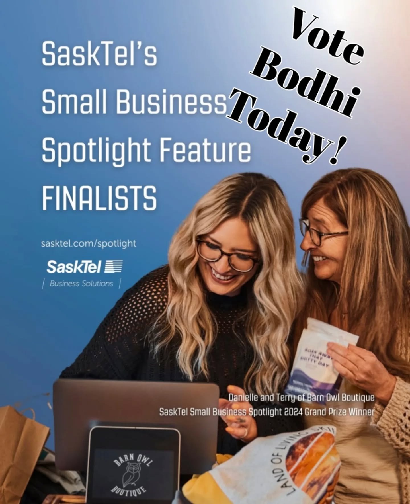 Honoured to have been selected as finalists for @sasktelbusiness Small Business Spotlight.

Now it is time to push this thing over the top.  Vote for us to win it all using this link:

https://tinyurl.com/un9cxmzx

You can also find the link in the  