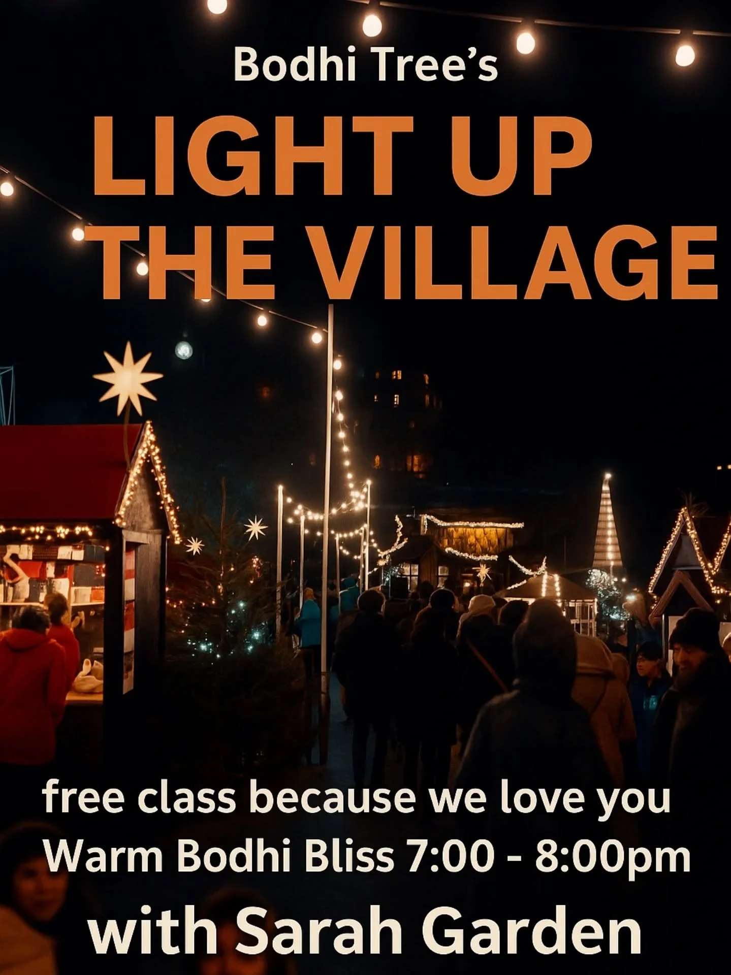 🌲⭐❄️FREE CLASS ALERT!!🎁🎅🔔

Sarah is teaching a Warm Bodhi Bliss to get you  comfy and cozy and into the holiday spirit. 

Register soon as this one will fill up fast. 

Thursday, Dec 4th 

#LightUpTheVillage #yqr #regina