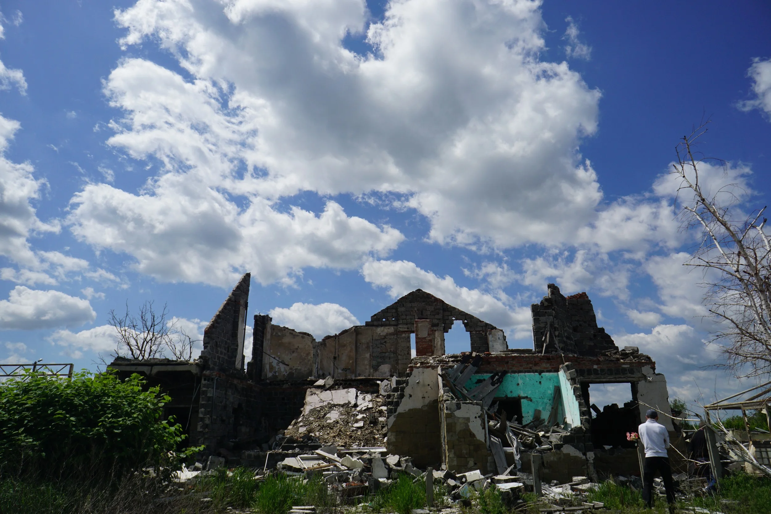 Building destroyed by recent war in Slavyansk, Ukraine. 