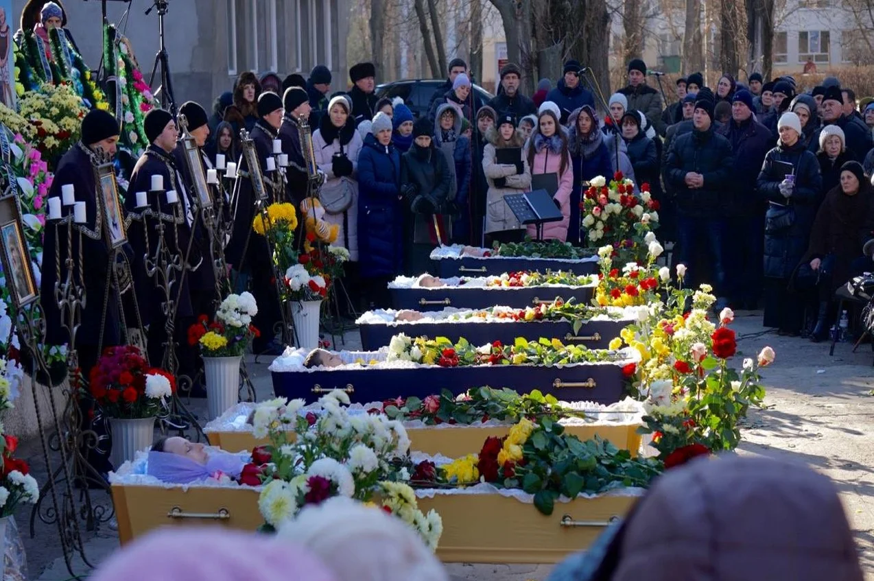 Funeral service in Odessa on Monday for Mrs Chekihovskiy and her five children.
