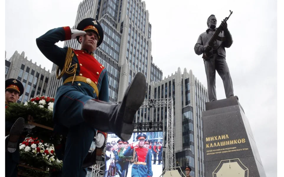 New monument dedicated in September to Lt. Gen. Michael Kalashnikov who invented the AK47. Photo - New York Times