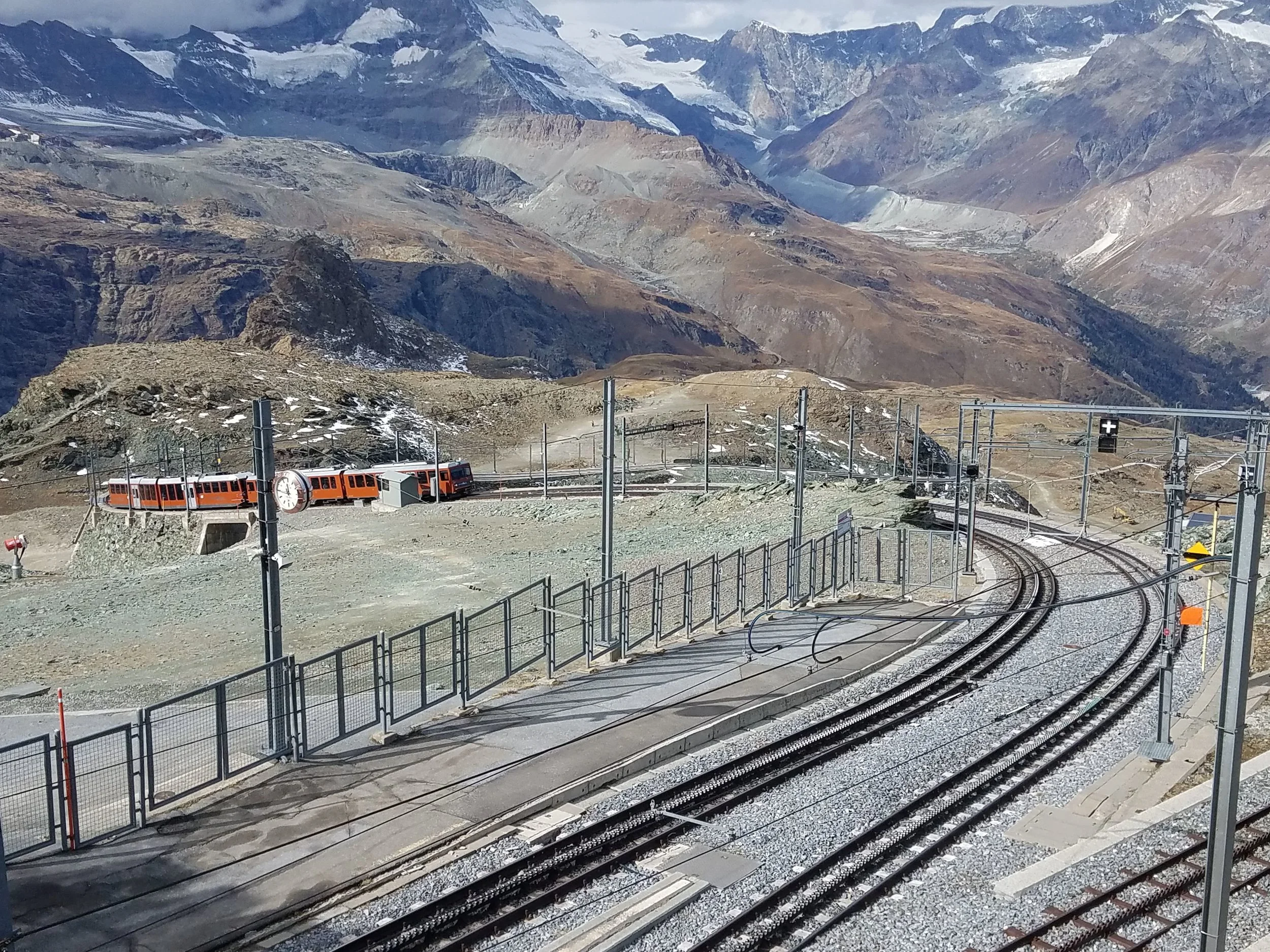 Our Gornergrat Bahn cog train climbs the steep grades to see the mountain.