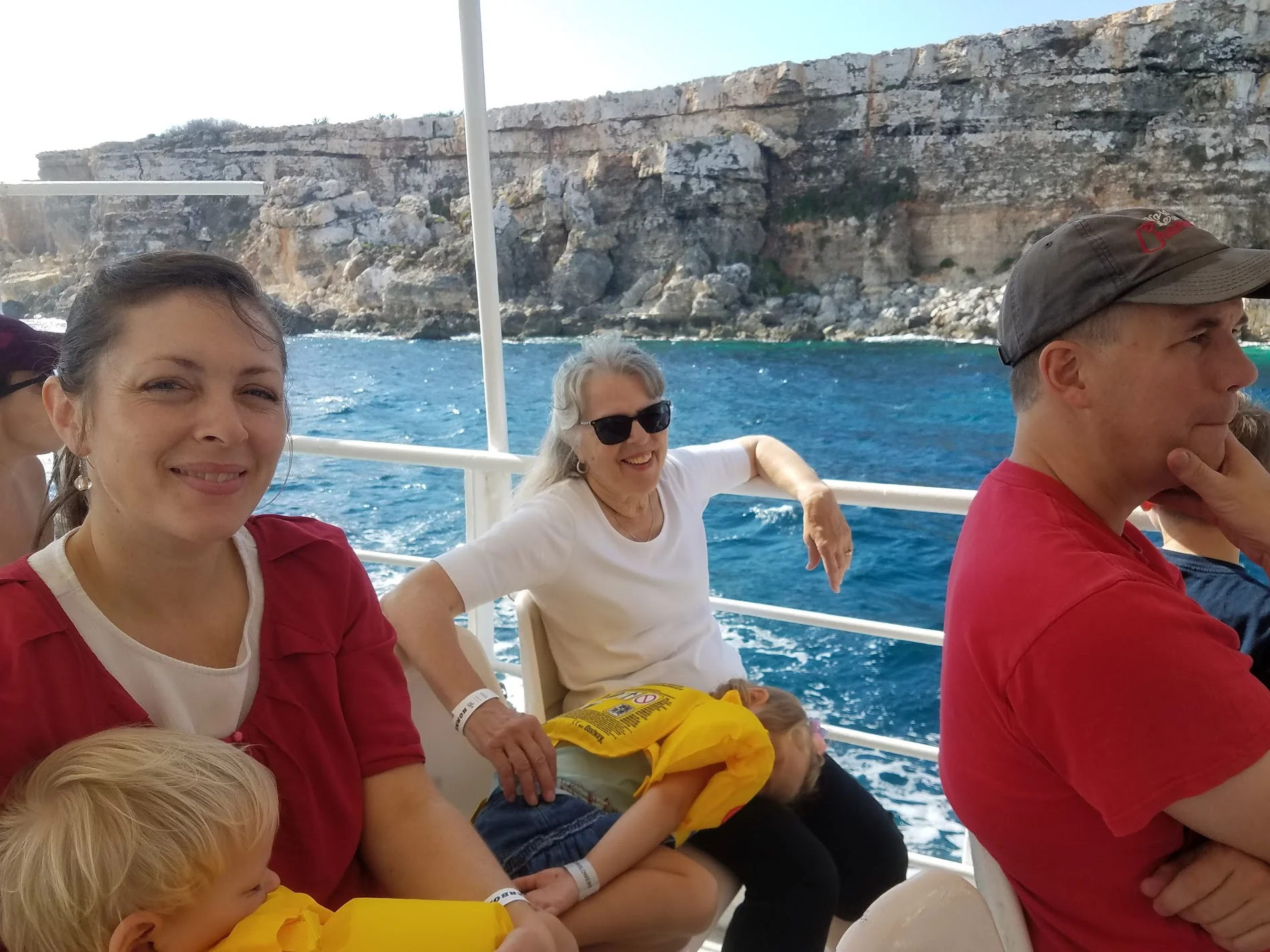 Rachel, Nancy and Michael and a few grandkids touring around Malta.