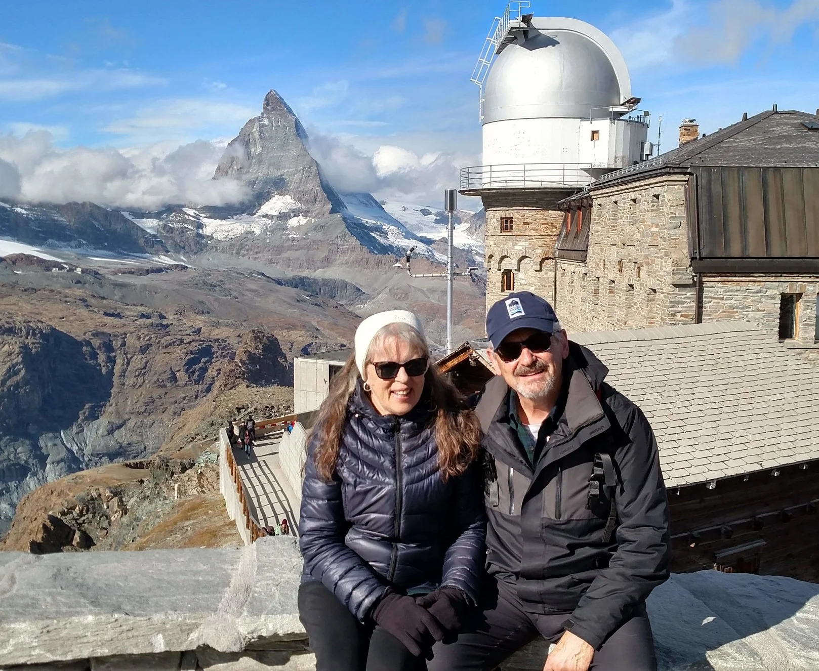 Resting at Gornergrat, Switzerland view of the Matterhorn at 10,285 ft. elevation.