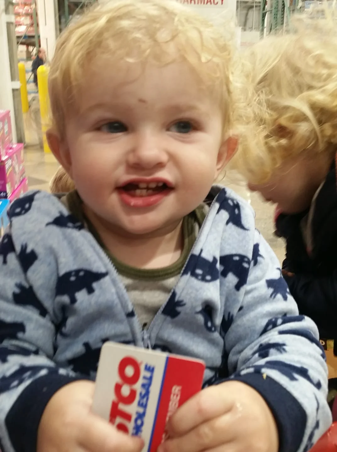 My peaceful grandson Luke in the midst of a crazy Costco.
