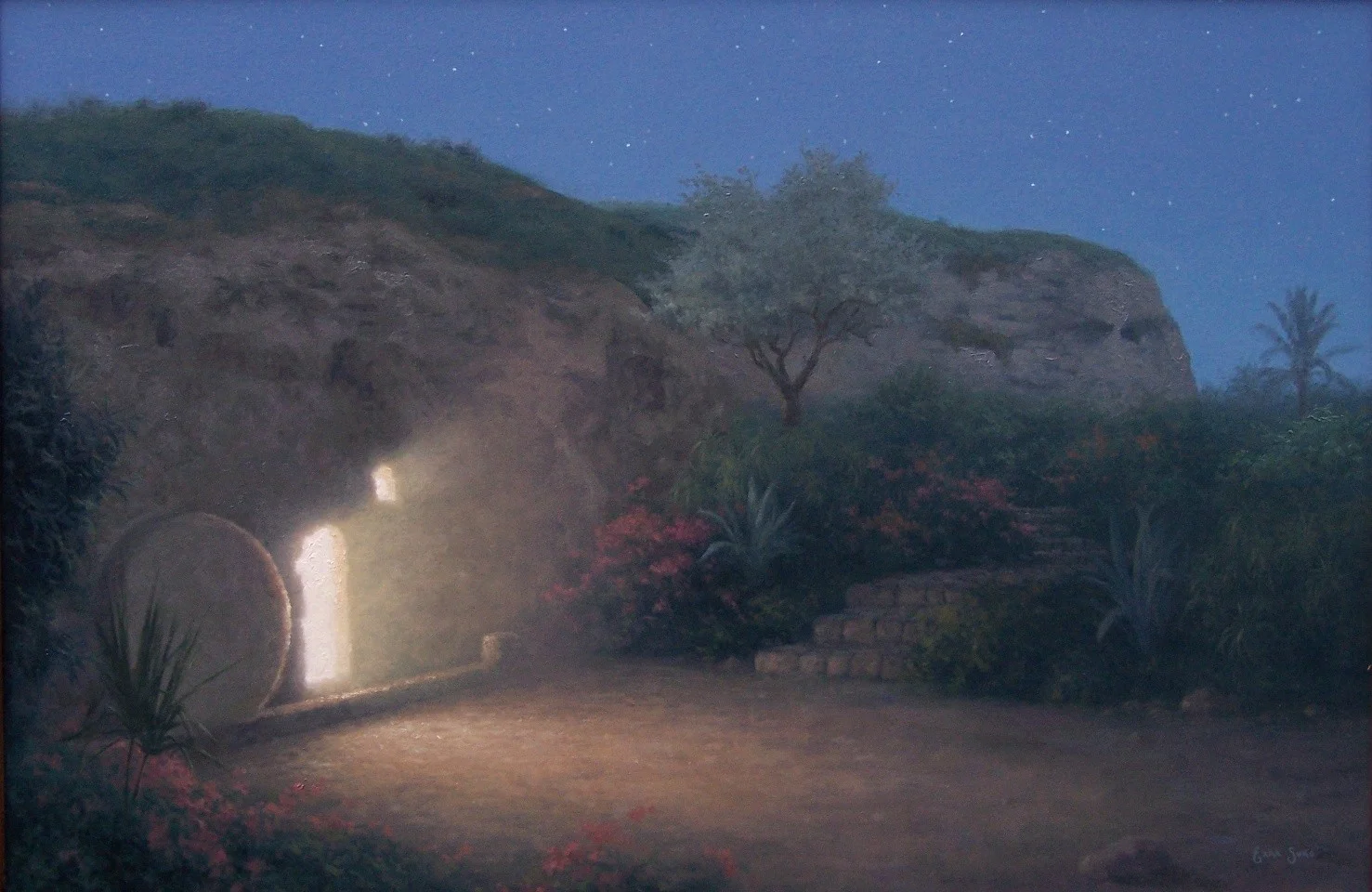 This is one of my favorite paintings done by my son Ezra the artist after he returned from Israel where he visited the garden tomb site where Christ was taken and later resurrected.
