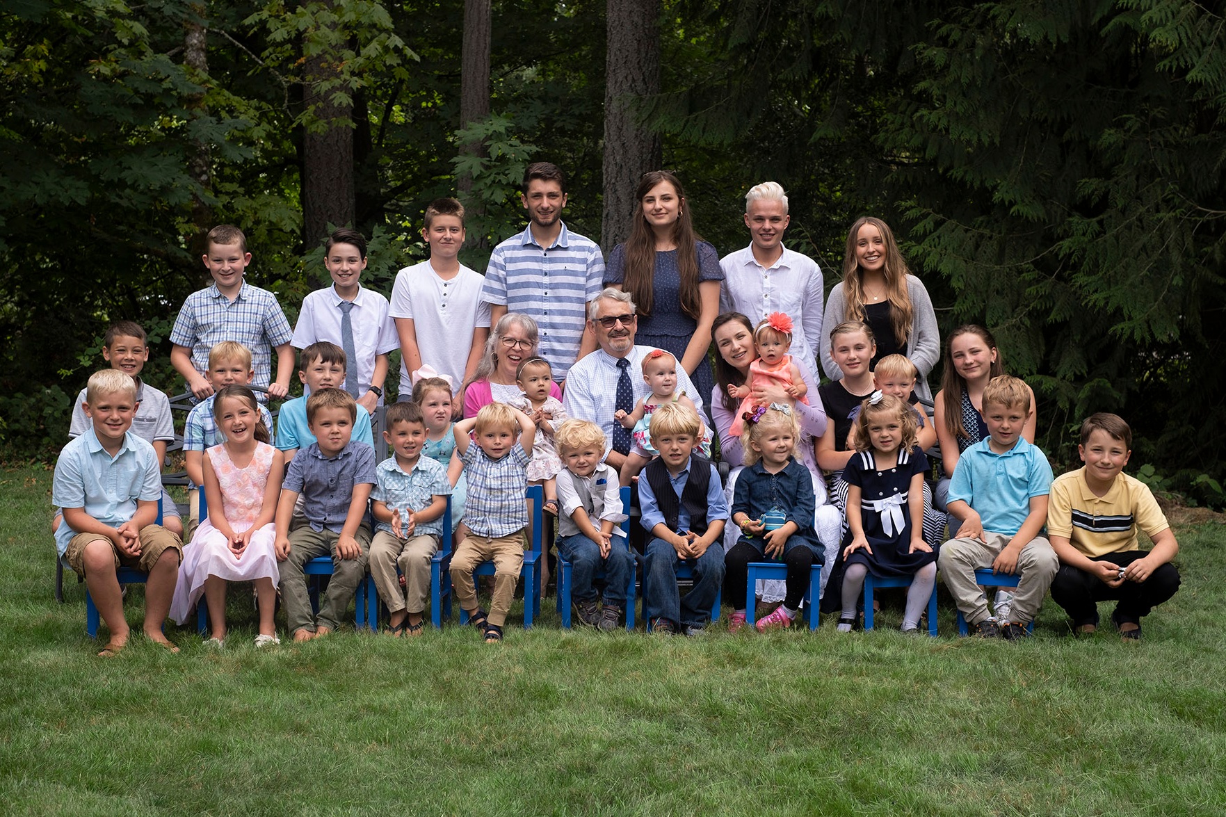 We were privileged to have our picture taken surrounded by all of our precious grand and great grand children. Can you count them? They were all created in the image of God and we even know all their names. :-) But, what a riot trying to get them all to sit quietly. :-)
