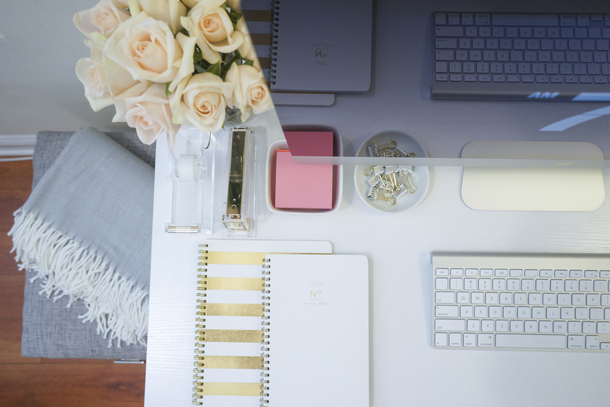 White and Gold Desk Workspace