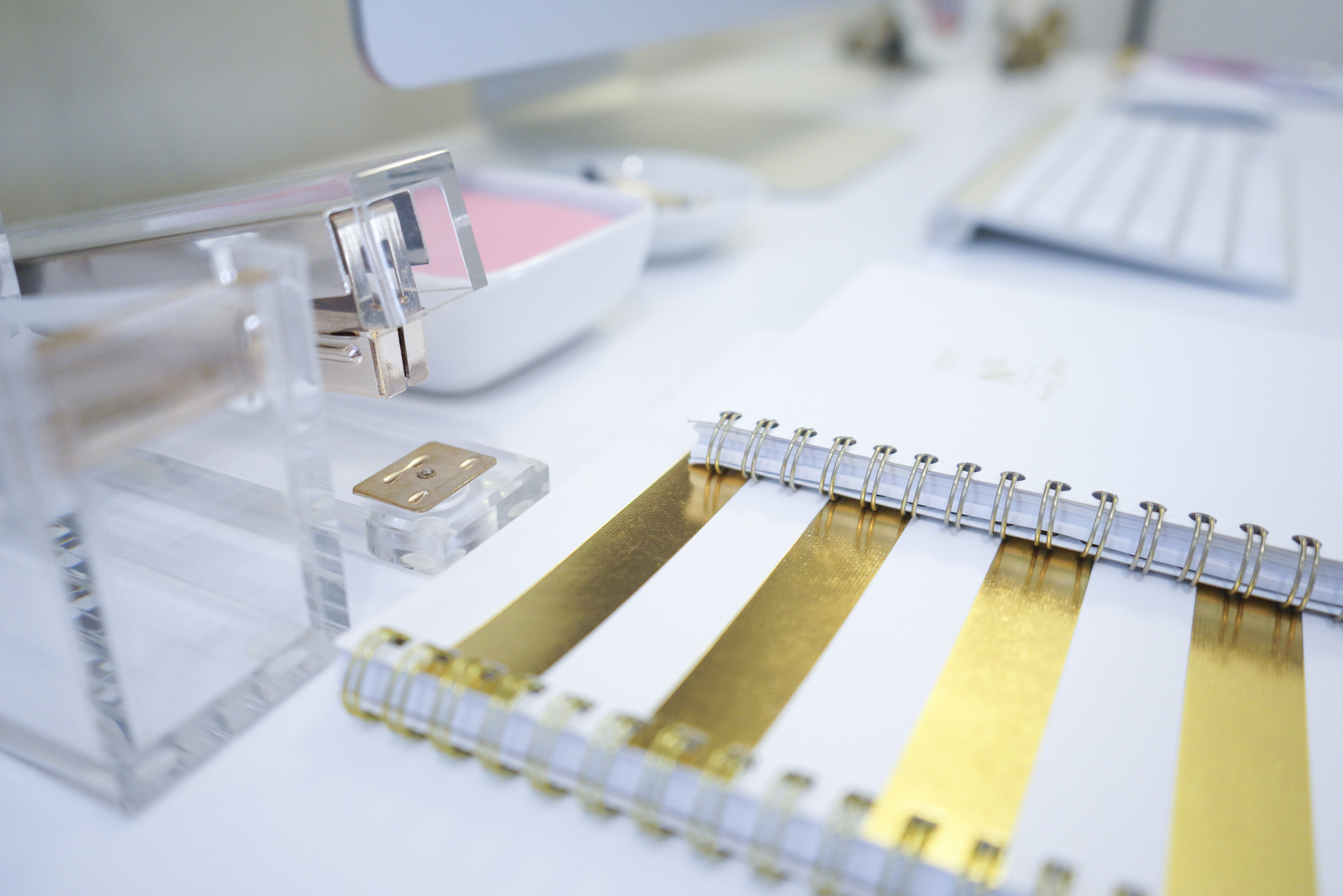 White and Gold Desk Workspace