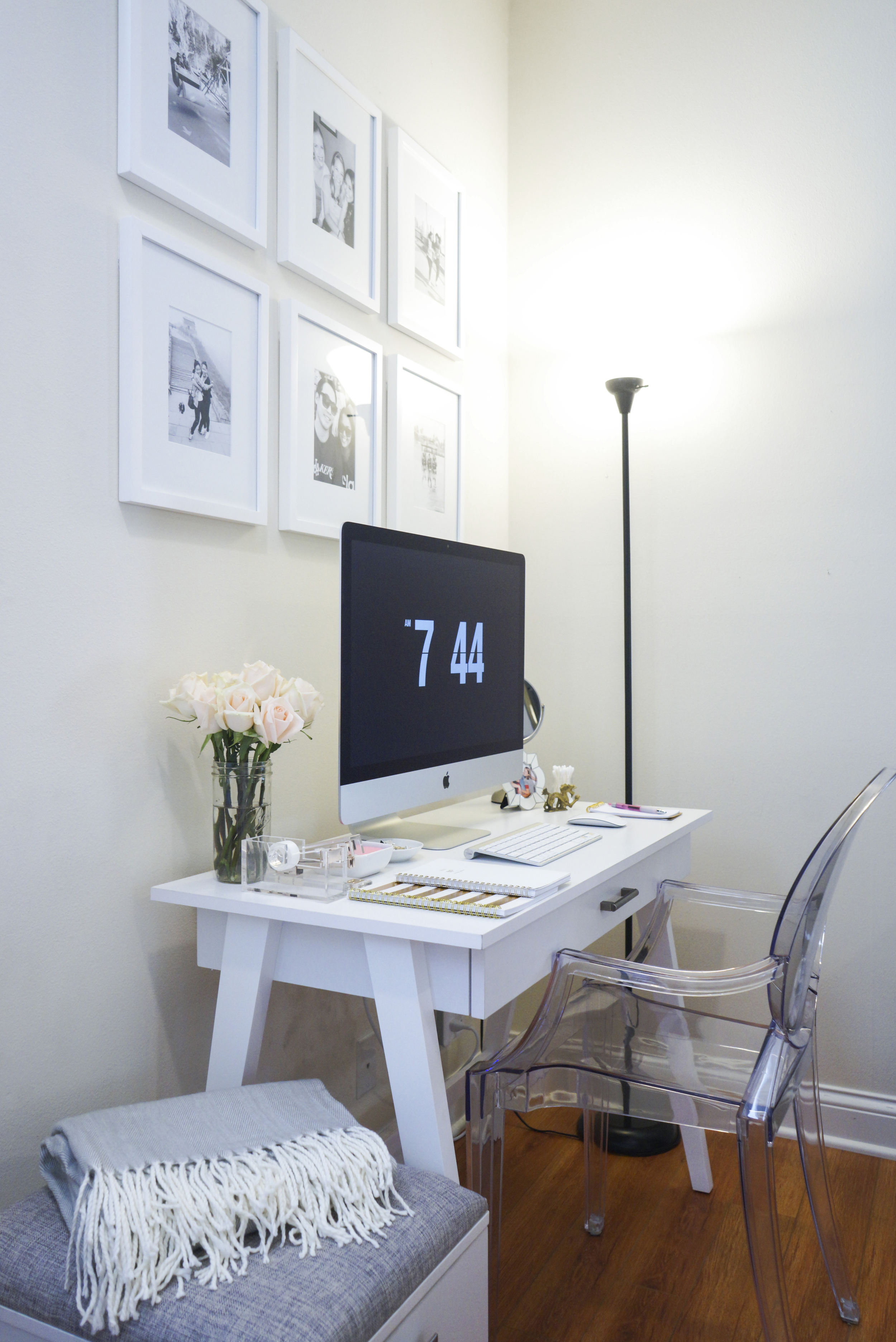 White and Gold Desk Workspace