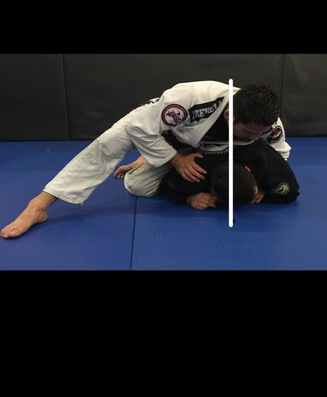 Don't do this! Your weight is top heavy. As soon as your head crosses the mid line, your opponent has several reversal opportunities.