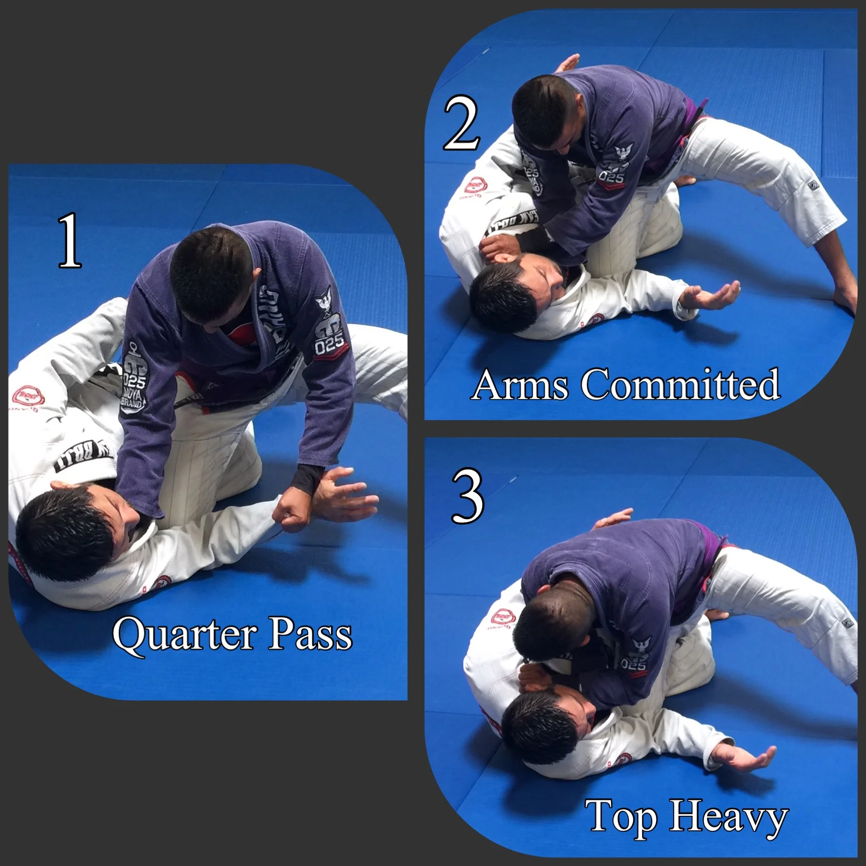 The top player starts off safe, but going for the cross choke makes him top heavy and susceptible to a sweep.