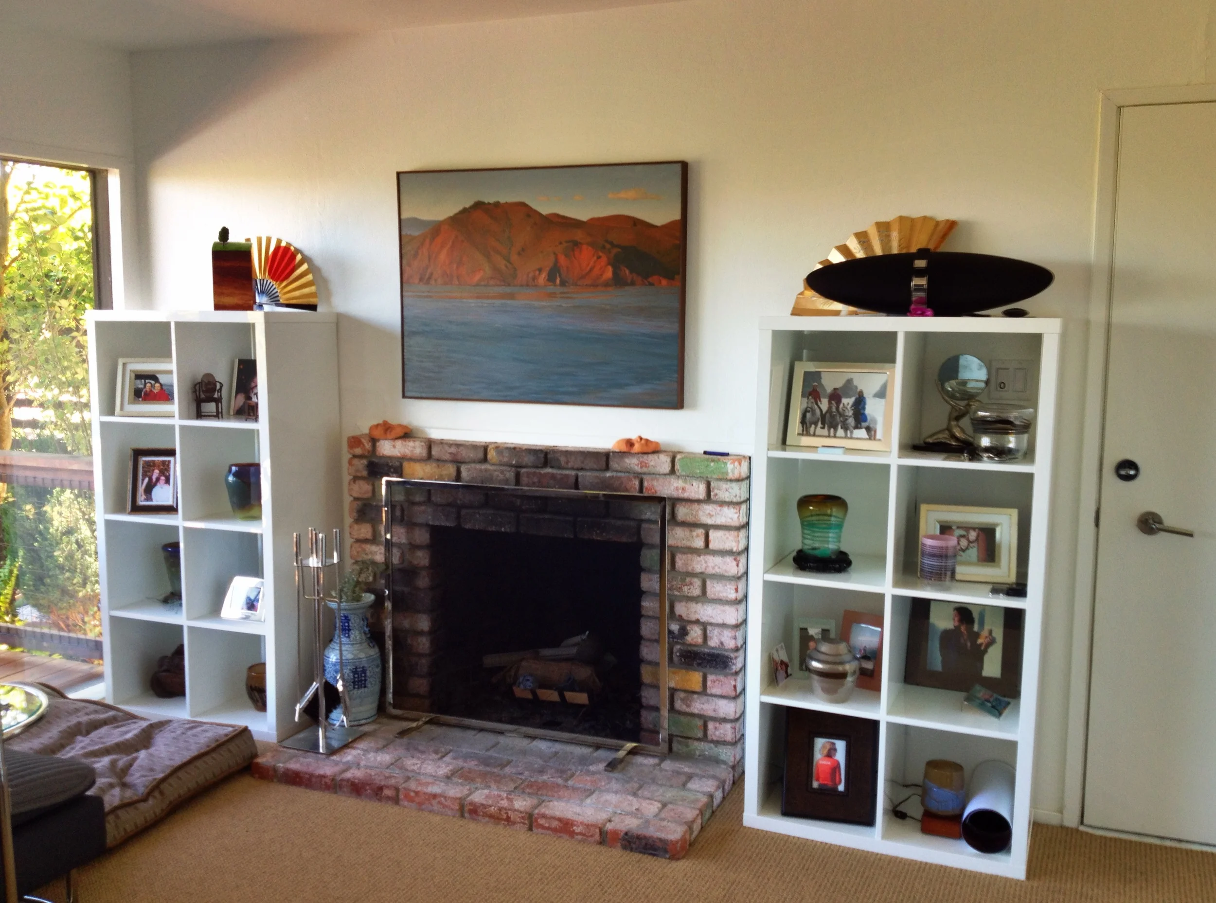 IKEA Bookshelves flank a narrow space