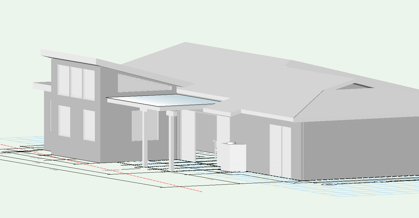 Here is a CAD generated 3D model of the proposed Kitchen addition to the back of the house