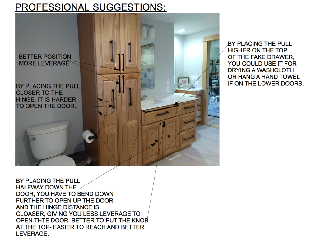 Mistakes In Cabinet Hardware Placement, Bathroom Vanity Door Handle Placement